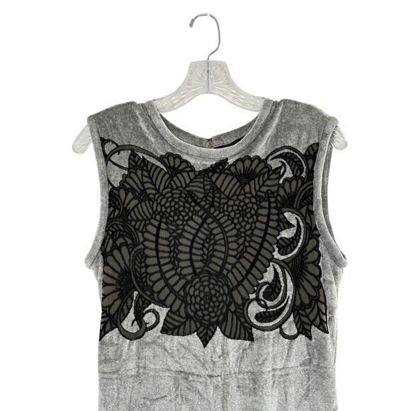 Yigal Azroul Gray Black Dressy Emo Goth Vamp Velvet Sleeveless Dress Size 10 - Picture 6 of 13